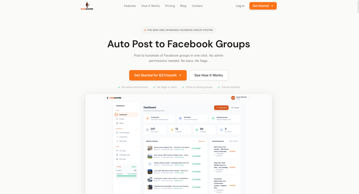 Screenshot of the NinjaPoster dashboard